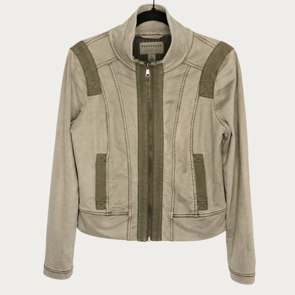 Marrakech Jackets & Blazers - Anthropologie Marrakech Ashland Moto Jacket Green Faux Suede Small